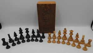 Juego de ajedrez vintage de boj 60 mm King piezas ébonizadas completo por favor leer - Imagen 1 de 12