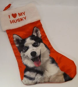 I Love My Husky Christmas Stocking Pet Holiday Heart - Picture 1 of 4