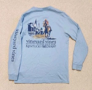 Camisa Vineyard Vines Niños XL Azul Kentucky Derby Carreras de Caballos Camiseta Manga Larga - Imagen 1 de 7