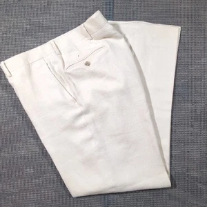 Polo Ralph Lauren ITALIA Pantalone misto lino seta spina di pesce beige naturale 40x31 - Foto 1 di 13