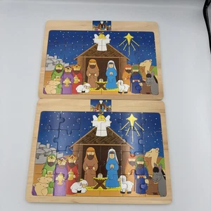 Holz Krippe Puzzle Holz 2er Set 24 Teile Weihnachten Christliche Bibel - Bild 1 von 8