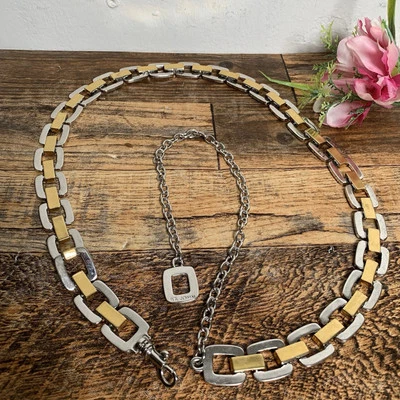 St John - Women’s Vintage Silver / Gold Chain Tone Clasp Belt - Image 1 of 4
