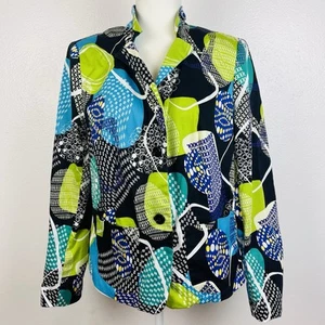 Peter Nygard Jacket/Blazer Art To Wear Multicolored Button Up Bold Print Size 14 - Picture 1 of 13