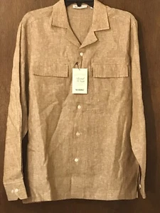 Murano Mens New $90 Linen Long Sleeve Button Shirt Size S Small Copper Brown NWT - Picture 1 of 13