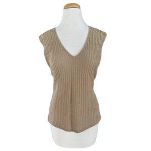 LINDA ALLARD ELLEN TRACY Women’s Beige Cashmere Tank Top Blouse Size X - Picture 1 of 8