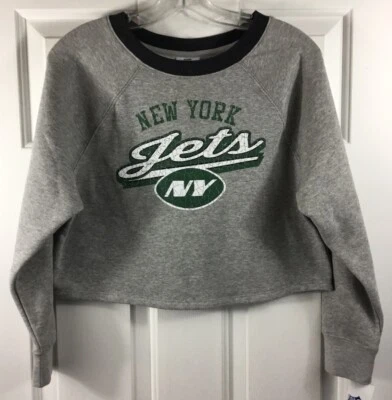 Sudadera corta NY Jets niñas mediana 7/8 ropa del equipo de la NFL gris manga larga Foto 1 de 4