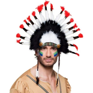 INDIANER FEDERN KOPFSCHMUCK # Fasching Kostüm Party Häuptling Federkopfschmuck - Bild 1 von 2