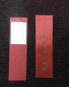 SPONSOR red ribbon with gold foil letters carded w/pin lot of 5 - Picture 1 of 1