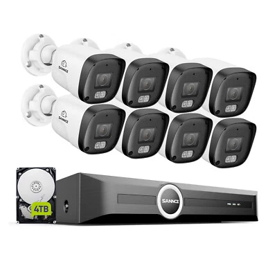 SANNCE 3MP POE Cámaras IP Exterior Cámara de Vigilancia Set 8CH 6MP NVR Con Audio