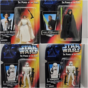 Lot of 4 Star Wars Power of the Force Kenner 1995 luke stormtrooper leia - Picture 1 of 6