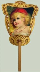 Antique CIGAR ADVERTISING FAN Gold Girl 1910 Florence Walton Cigars Pennsylvania - Picture 1 of 5