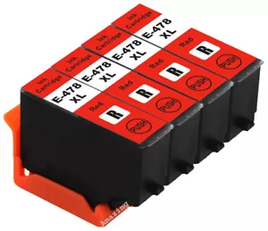 4 Red, E478XL High Capacity Ink Cartridges, for Use With Epson 478XL, XP-1500 - Picture 1 of 1