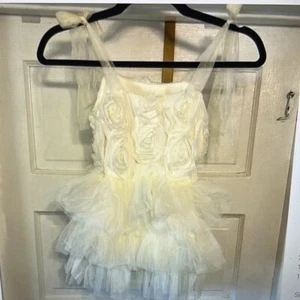 Kleid Baby Kleinkind 110 Kleid cremeweiß Tüll 3D Party Blumenmädchen Ostern Kostüm - Bild 1 von 6