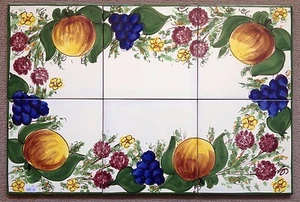 Vietri Pottery-23,3/4x15,3/4,set Of 6 Tiles Enza.Made/Painted by hand in Italy - Picture 1 of 12