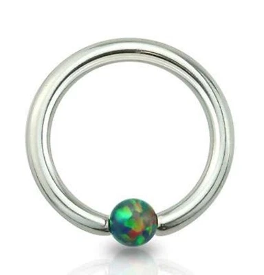 Кольцо для губ в неволе 16 калибр 5/16 дюйма опал 3 мм зеленый шарик сталь * - Изображение 1 из 4