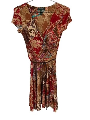 Lauren Ralph Lauren Paisley Wrap Swing Dress Size Small Boho Hippie Festival - Image 1 of 4