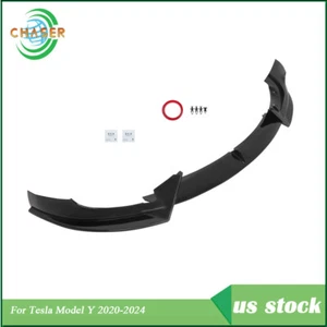 Plastic Front Bumper Lip Splitter Spoile Gloss Black For Tesla Model Y 2020-2024 - Picture 1 of 15