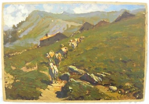 Giovanni Guarlotti (Galliate 1869–Torino 1954) Discesa al pascolo Gressoney 1916 - Foto 1 di 16