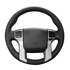 Black Leather Steering Wheel Cover for Toyota Land Cruiser PradoTundra Tacoma - Picture 1 of 14