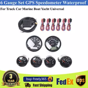 6 Gauge Set GPS Speedometer Waterproof for Truck Car Marine Boat Yacht Universal - Picture 1 of 23