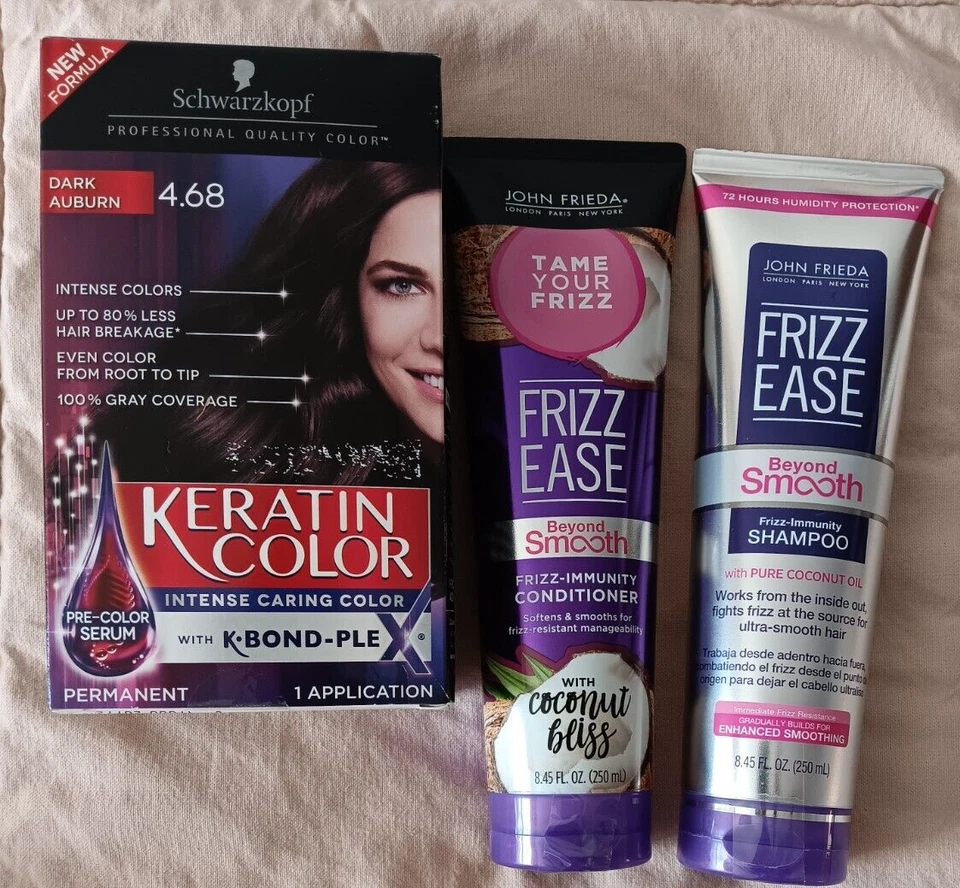 Schwarzkopf Keratin Color Auburn John Frieda Frizz Ease Champú Acondicionador Lote Foto 1 de 4