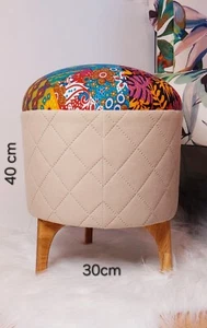 Pouf Puff Fußhocker Rund Sitz Deko Hocker Polsterhocker Sitzhocker - Bild 1 von 7