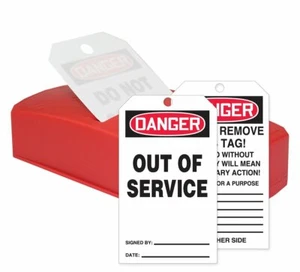 Danger out of Service Safety QuickTags 100 Pack with Dispenser! MSRP $72.95 Tag - Picture 1 of 7