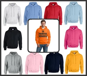 24 SUDADERAS CON CAPUCHA GILDAN IMPRESAS - SOLO UN LADO - IMPRESIÓN EN UN COLOR - (SM THRU XL) - Imagen 1 de 1