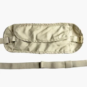 Travel Pouch Money Belt Fanny Pack Belt Bag Ivory Beige Dual Zipper Lightweight - Picture 1 of 7