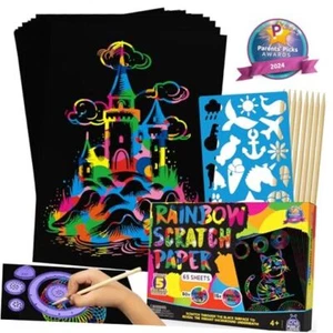 79 PCS Rainbow Scratch Paper Art Kids Rainbow and Rainbow Glitter Holographic - Picture 1 of 7