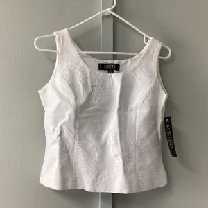 Kasper Top Womens Size 2 Petite Sleeveless Brocade White Side Zip Lined New - Picture 1 of 20