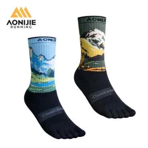 AONIJIE Long Tube Outdoor Five Toe Socks Shock Absorption Stocking Running Ride - Bild 1 von 9