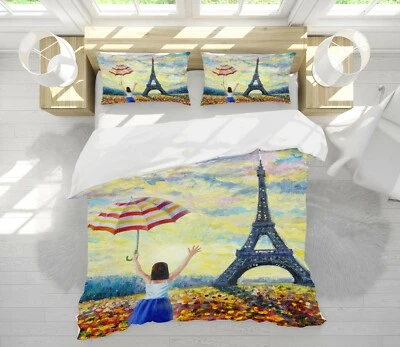 Taies d'oreiller de lit 3D Tour Eiffel ZHUB548 housse de couette Queen King Zoe - Photo 1/4