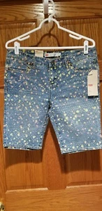 Damen-Bermuda Junior Größe 11 Levi's gespritzt indigo Reisenden gepunktet Shorts - Bild 1 von 3