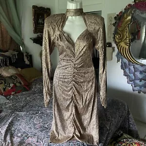 De Colección Glam Años 80 LEYENDAS Dorado Serpiente Acanalado Cocoon Sirena Vestido Almohadillas para el Hombro - Imagen 1 de 14