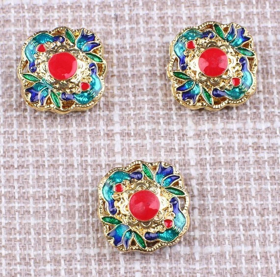 20PCS Handmade Enamel Beads blue flower Loose Craft Beads 22mm - Image 1 of 1