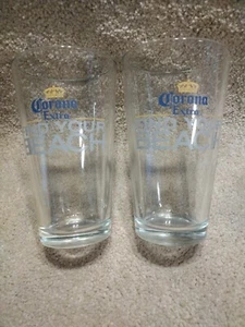 2 Piece Set of Corona Extra Find Your Beach Glasses Excellent condition - Picture 1 of 4