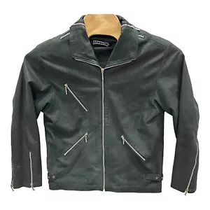 Giacca Moto Uomo Media Nera Vera Ecopelle Premium Biker Cerniere - Foto 1 di 11