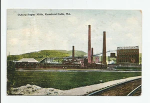 Oxford Paper Mills Rumford Falls Maine Postcard 1914 ME Antique - Picture 1 of 2