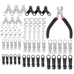 85Pcs/lot Zinc Alloy Tent Jeans Bag Fix Zipper Zip Slider Repair Instant DIY Set - Picture 1 of 12