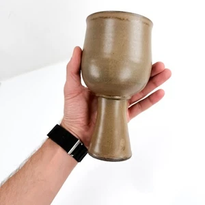 Vintage MCM Handmade Goblet Stoneware Cups Brown Ceramic Mid Century Pottery - Picture 1 of 10