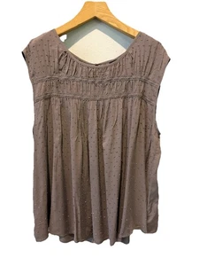 Camiseta sin mangas Babydoll Torrid talla grande 3X ribete de encaje pliegues suave femenino marrón claro - Imagen 1 de 8