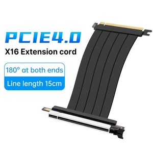 Cable de extensión de tarjeta gráfica PCIe4.0 negro 15 cm macho a hembra ángulo de 180 grados - Imagen 1 de 6