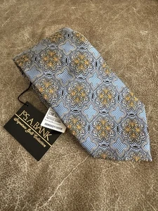 Jos A Bank Signature Collection Krawatte 100 % Seide Geometrisch Neu mit Etikett Blau Gold Gelb - Bild 1 von 5