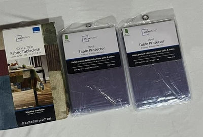 Lot of 3 Mainstays Table Covers Fabric & Vinyl Protector Set New Sealed - Image 1 of 4