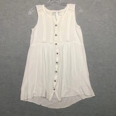 Top túnica de crepé blanca Xhilaration M caprichosa cabaña sin mangas encaje flecos boho Foto 1 de 4