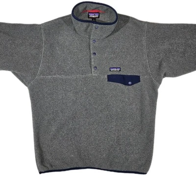 Patagonia Fleece Pullover Synchilla Snap T Chest Pocket Gray Mens Small - Image 1 of 4