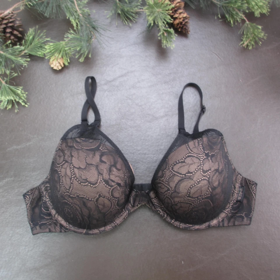 Sujetador DKNY Mujer 34C Negro Encaje Con Aros Moldeado Acolchado Desnudo Forrado Todos los Días Foto 1 de 4