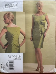 Belville Sassoon Draped Dress Vogue 1108 Uncut Sewing Pattern Sizes 4-6-8-10 - Picture 1 of 6