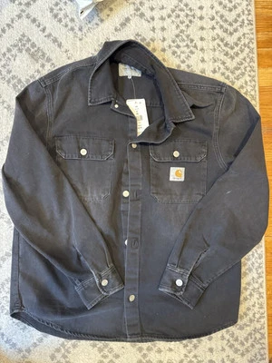🔥Carhartt WIP Harvey Shirt Jac Black Dark Wash Men’s Size M - Image 1 of 4